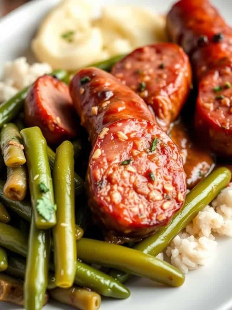 Crockpot Kielbasa and Green Beans