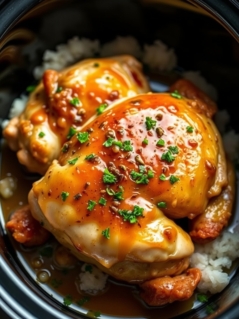 Easy Honey Garlic Slow Cooker Chicken Thighs