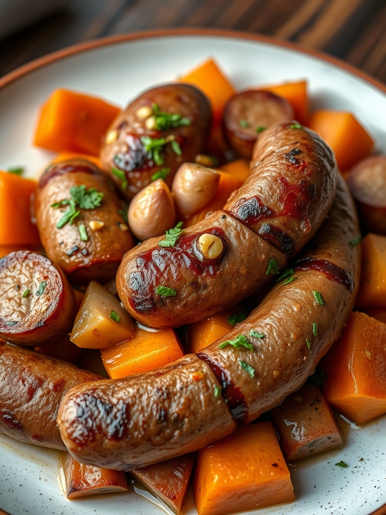 Sausage & Sweet Potatoes with Honey Garlic