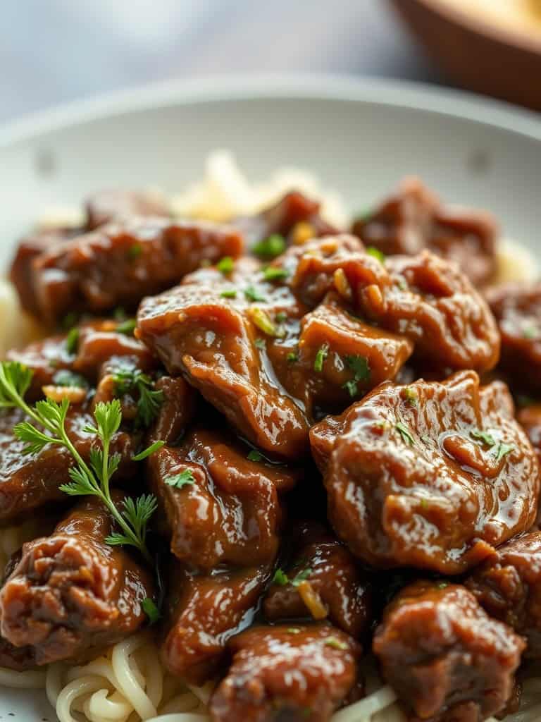 Slow Cooker Garlic Butter Beef Recipe