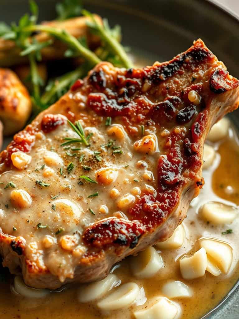 Slow Cooker Pork Chops with Garlic Parmesan Sauce