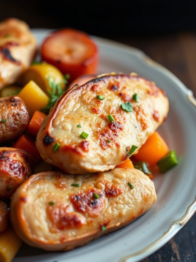 10 Minute Air Fryer Chicken Sausage and Veggies