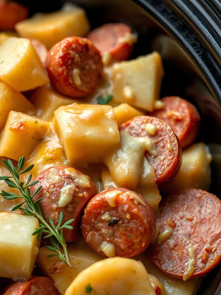 Crockpot Cheesy Potatoes and Kielbasa ingredients