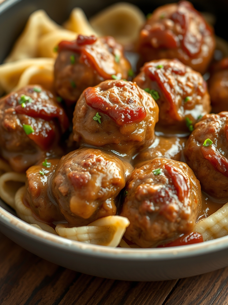 Crockpot French Onion Meatballs