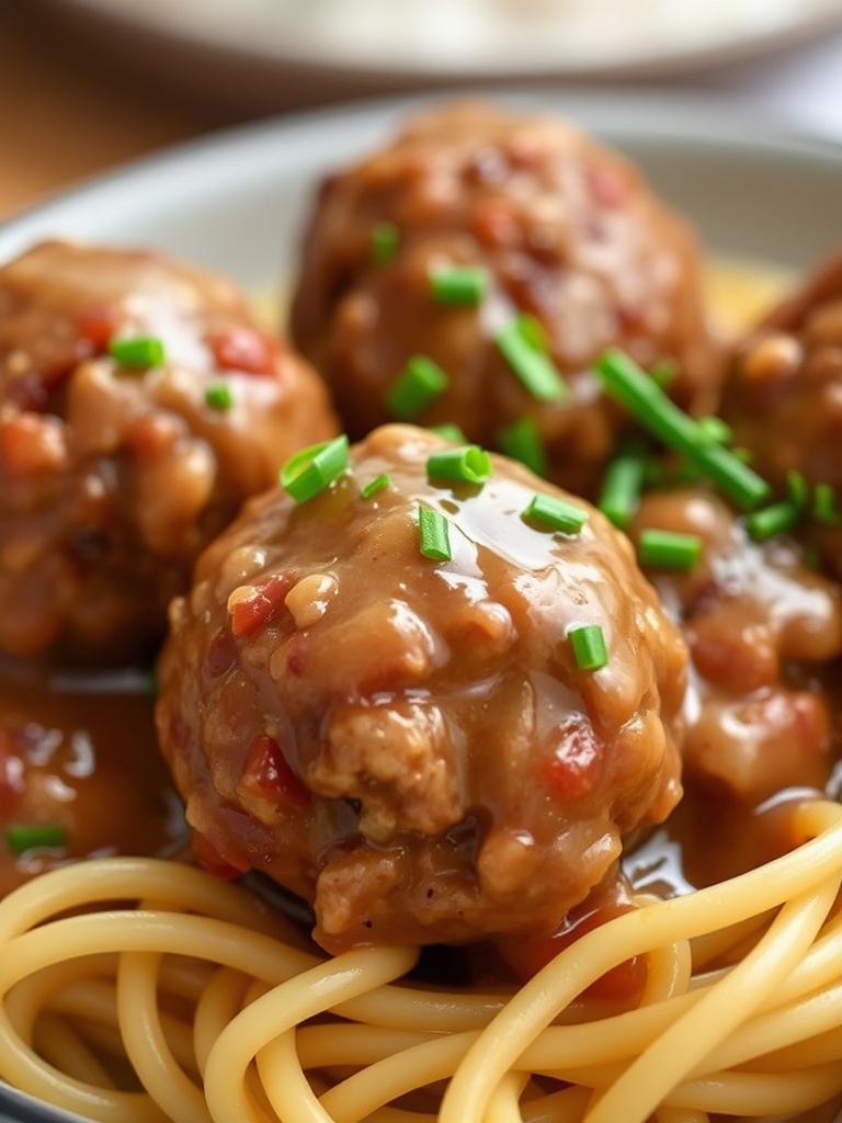 Crockpot French Onion Meatballs