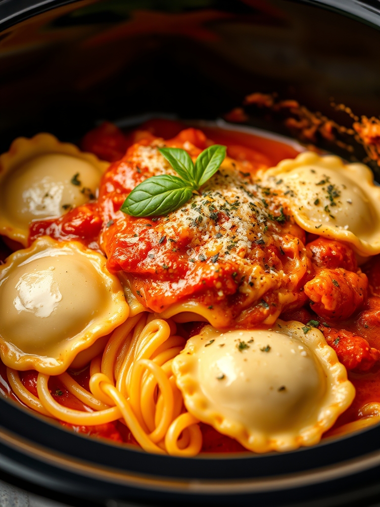 Crockpot Ravioli Lasagna