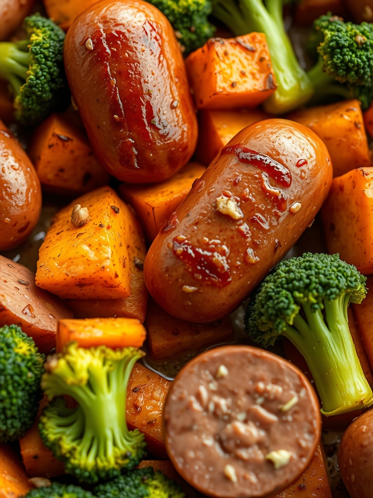 Honey Garlic Sheet Pan Sausage and Sweet Potatoes with Broccoli ingredients