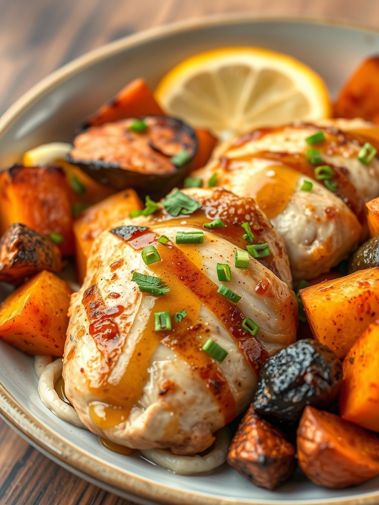 Maple Dijon Chicken Bowl with Roasted Sweet Potatoes & Veggies