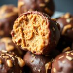 No-Bake Chocolate Peanut Butter Protein Balls (Healthy 4-Ingredient Snack)ingredients