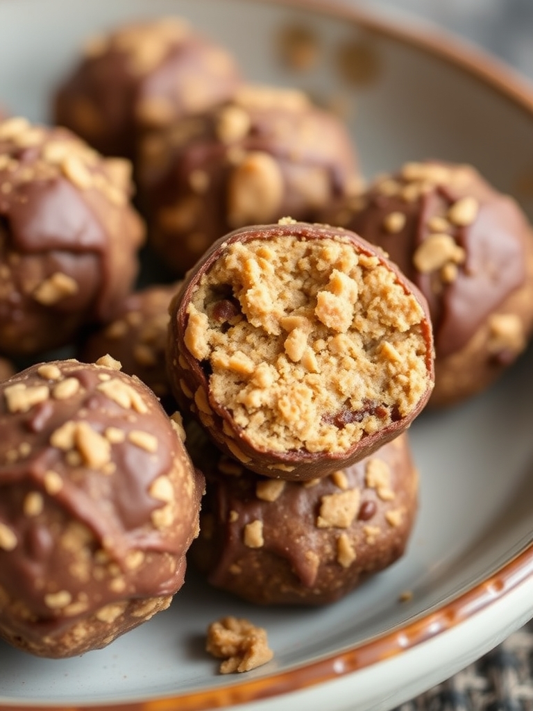 No-Bake Chocolate Peanut Butter Protein Balls (Healthy 4-Ingredient Snack)