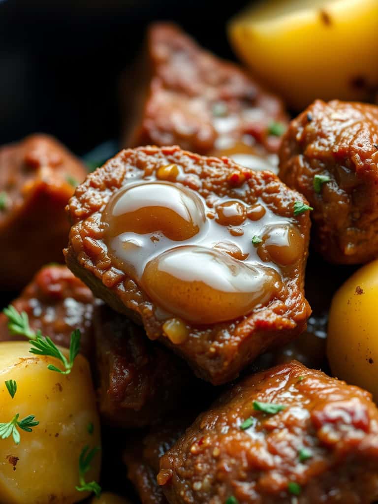 Ingredients for Slow Cooker Garlic Butter Beef Bites with Potatoes