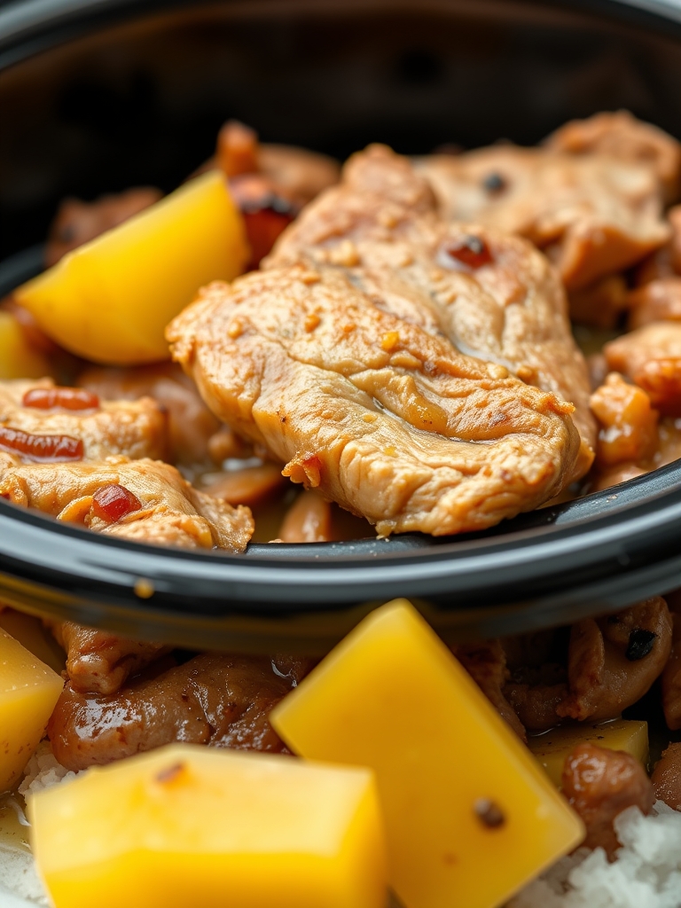 Tender Pineapple Pork in a Slow Cooker