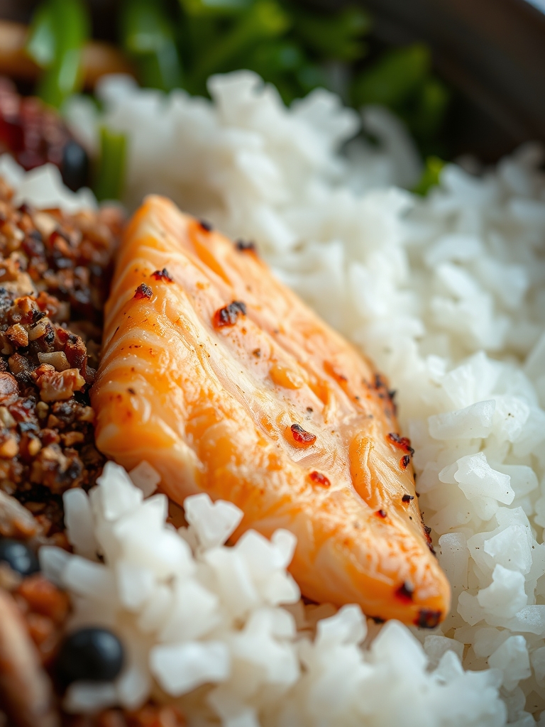 Crispy Salmon and Rice Bowl ingredients