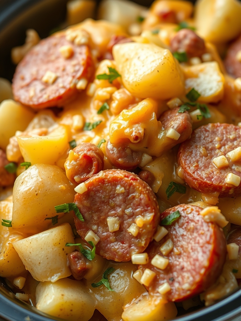 Ingredients for Crockpot Cheesy Potatoes and Kielbasa