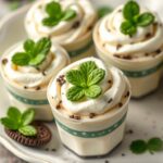 Easy St Patricks Day Pudding Cups with Mint and Oreo Layers