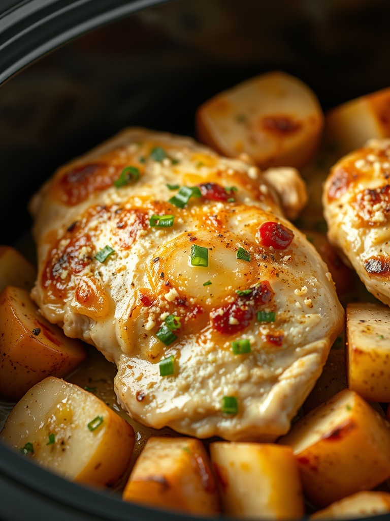 Garlic Parmesan Crockpot Chicken and Potatoes