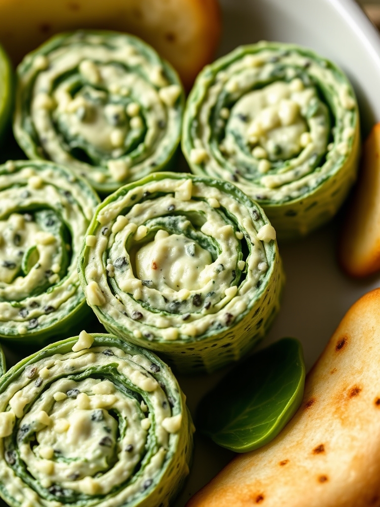 Green Spinach Dip Pinwheels for St. Patrick’s Day Appetizer