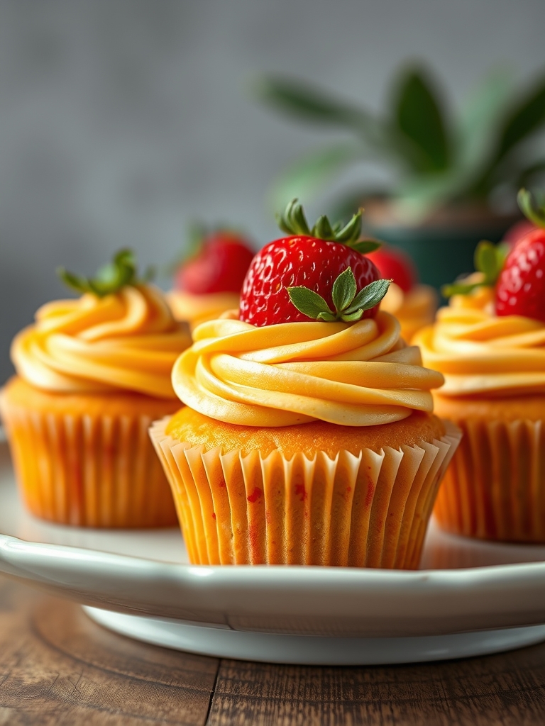 Mango Strawberry Sunset Cupcakes