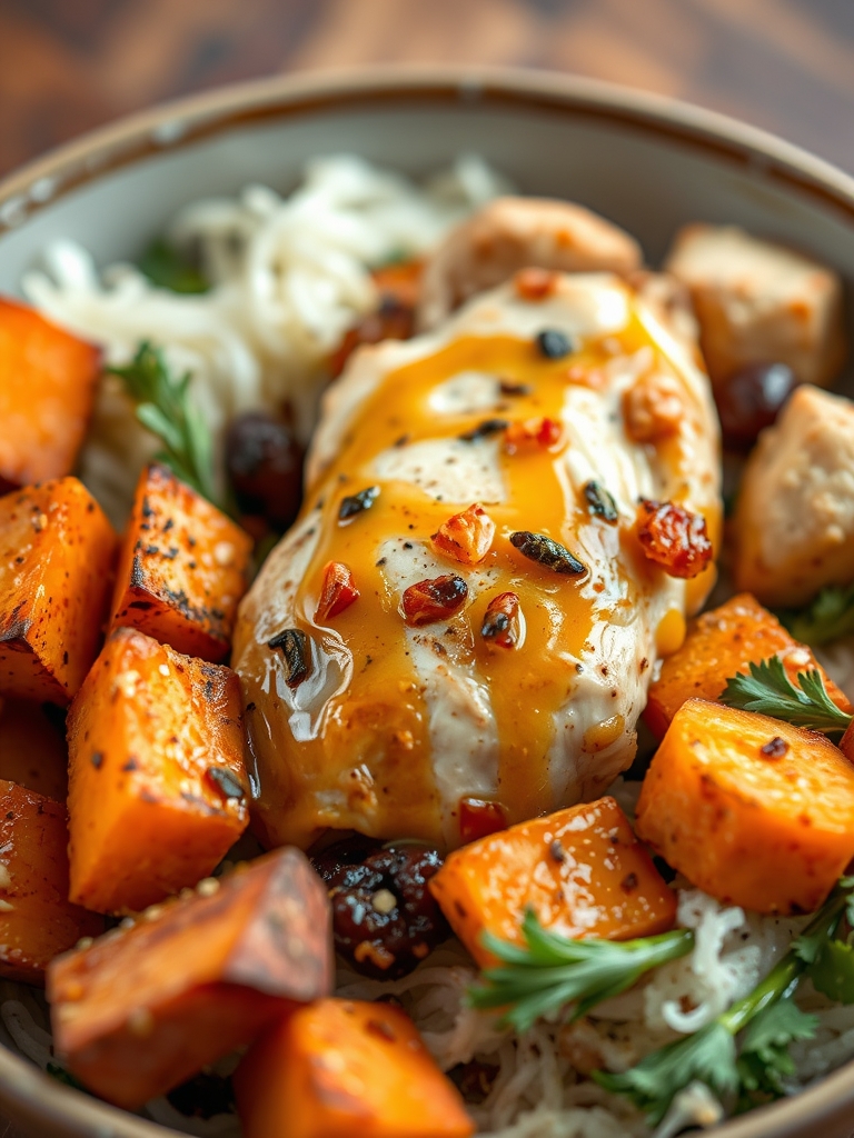 Maple Dijon Chicken Bowl with Roasted Sweet Potatoes Veggies ingredients