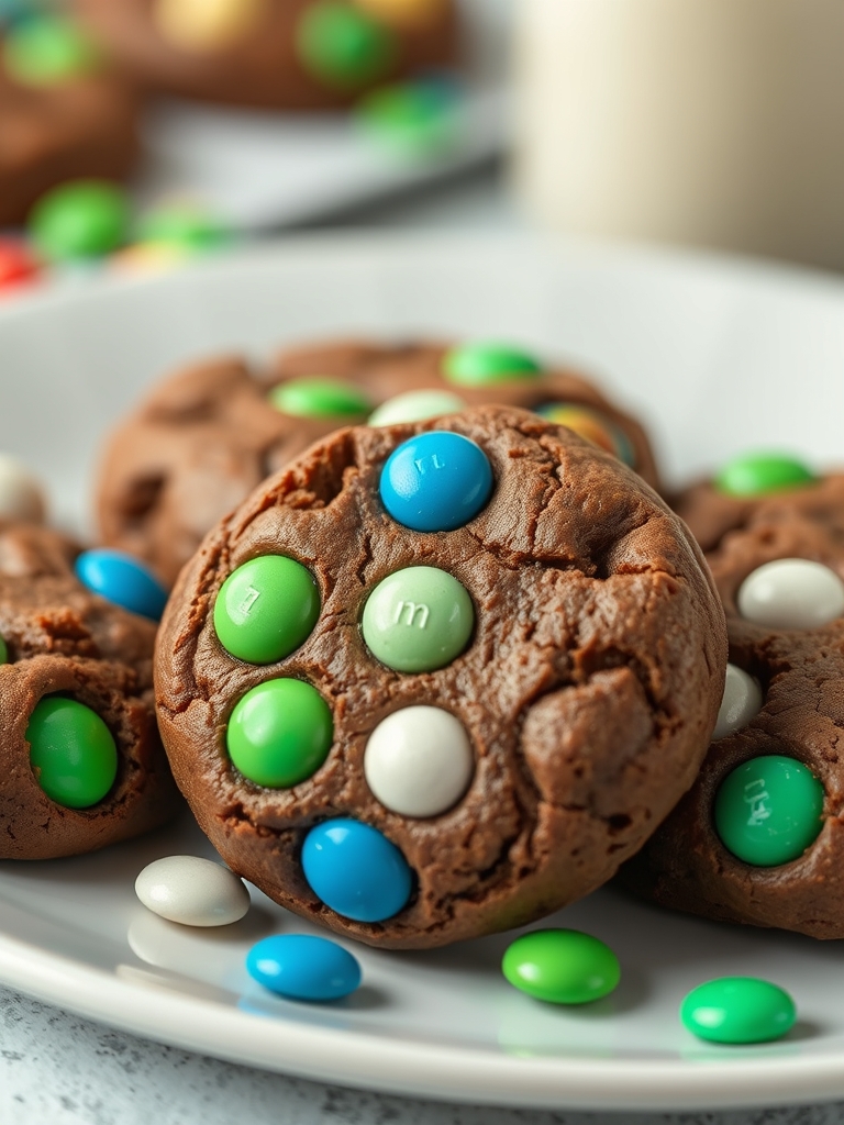 Mint M&M Brownie Cookies