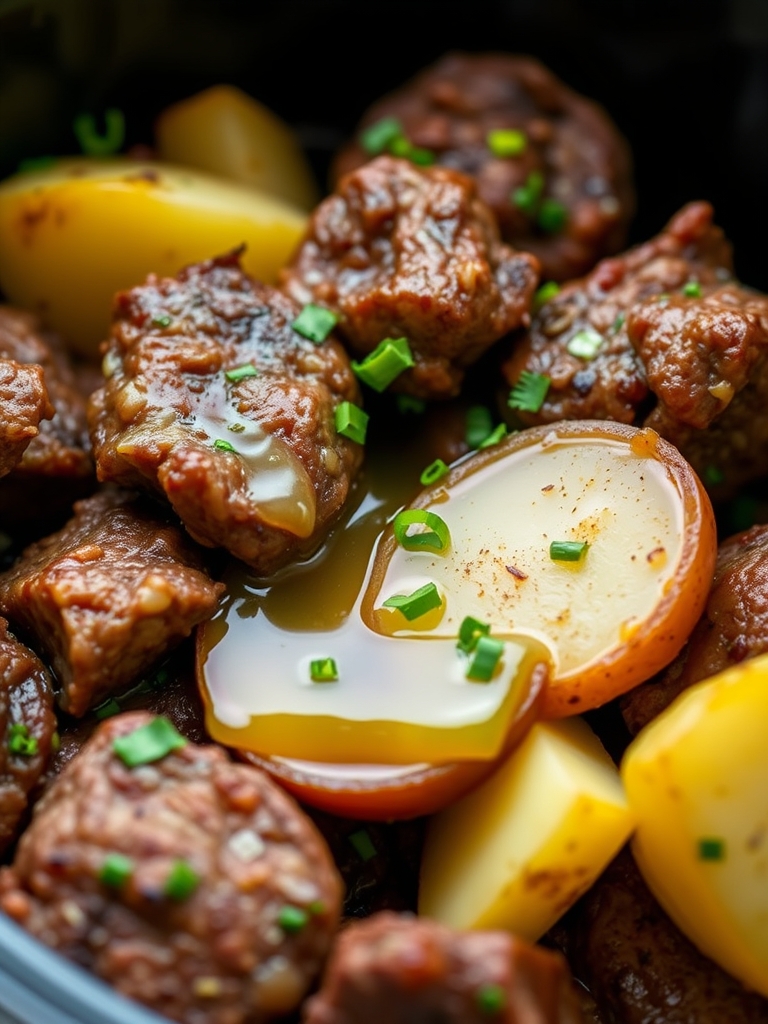 Slow Cooker Garlic Butter Beef Bites with Potatoes ingredients 1