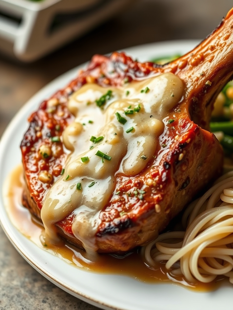 Slow Cooker Pork Chops with Garlic Parmesan Sauce