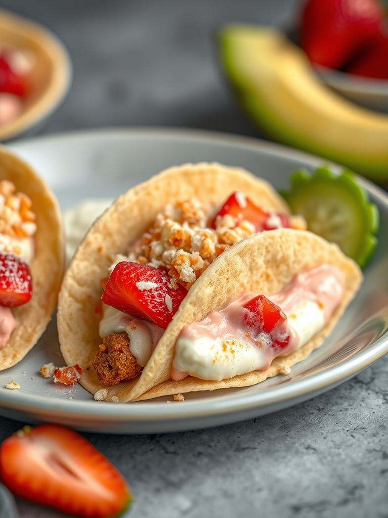 Strawberry Crunch Cheesecake Tacos
