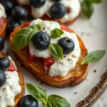 Basil Blueberry Ricotta Bruschetta