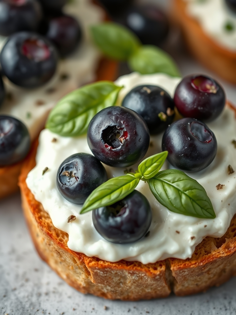 Basil Blueberry Ricotta Bruschetta ingredients 1