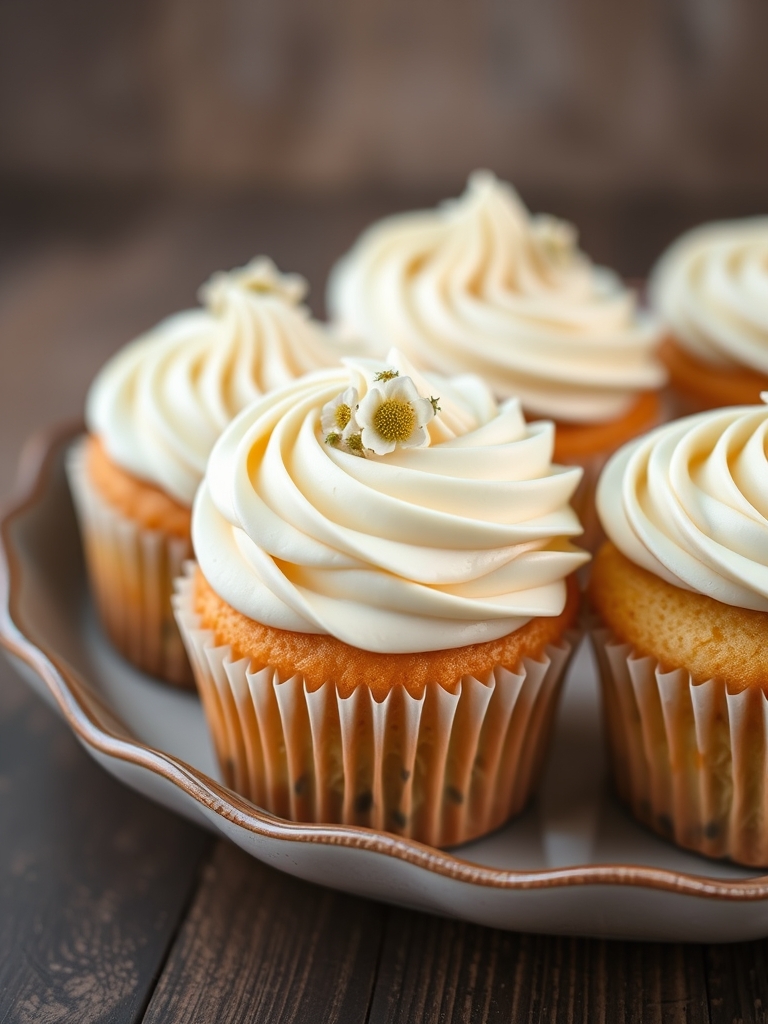 Chamomile Cupcakes with Honey Buttercream Frosting