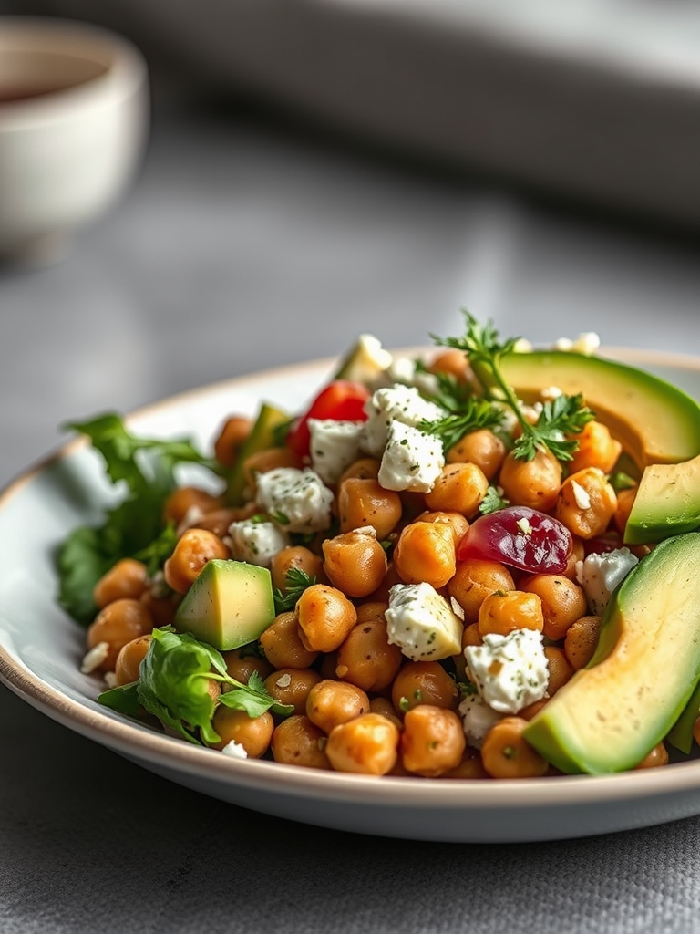 Chickpea Feta Avocado Salad