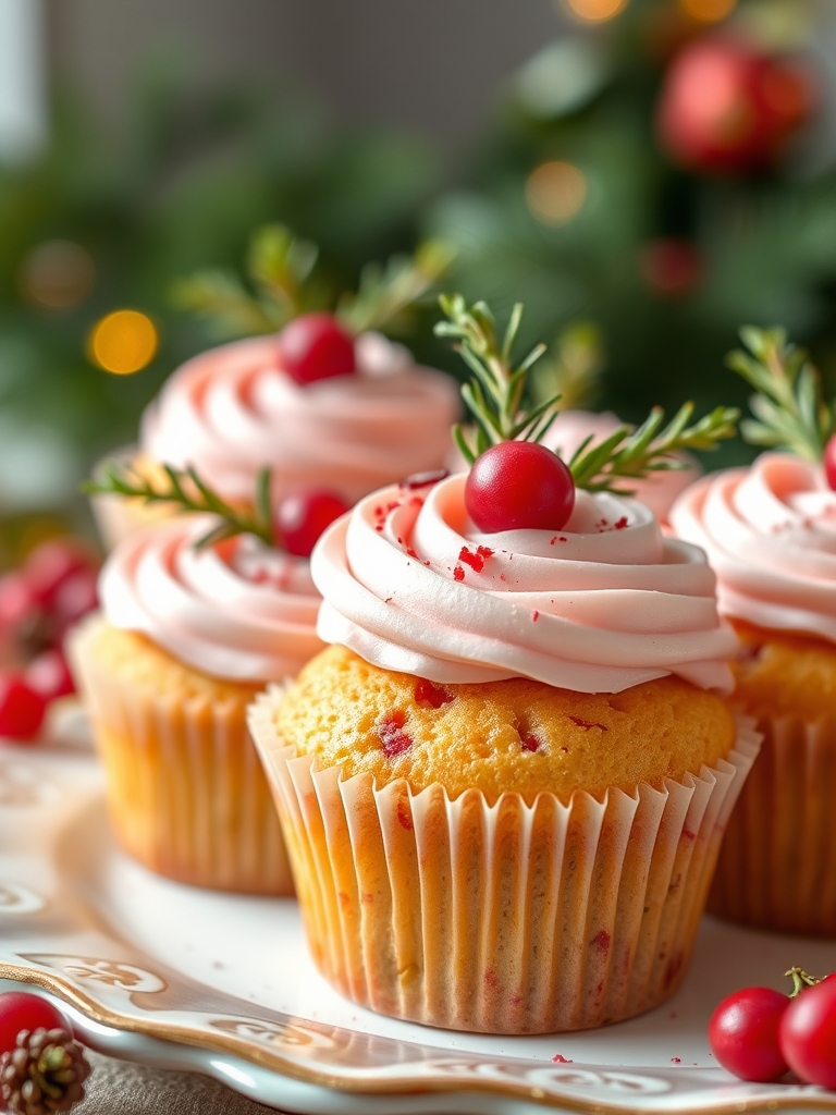Cranberry Orange Cupcakes with Festive Garnish