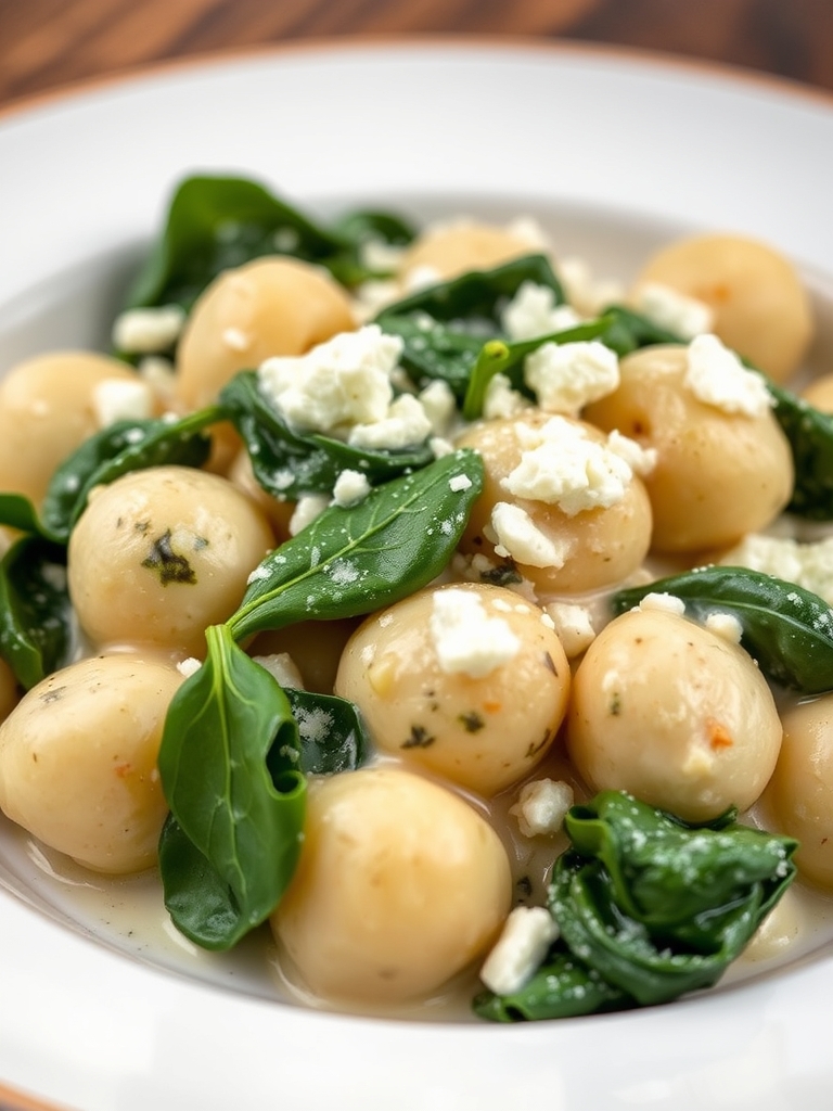 Creamy Gnocchi with Spinach and Feta Recipe