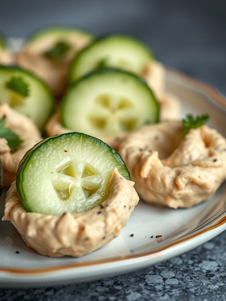 Cucumber and Hummus Bites