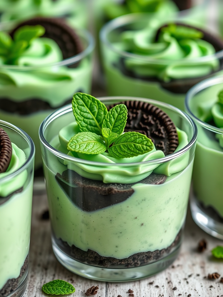 Easy St Patrick's Day Pudding Cups with Mint and Oreo Layers Ingredients