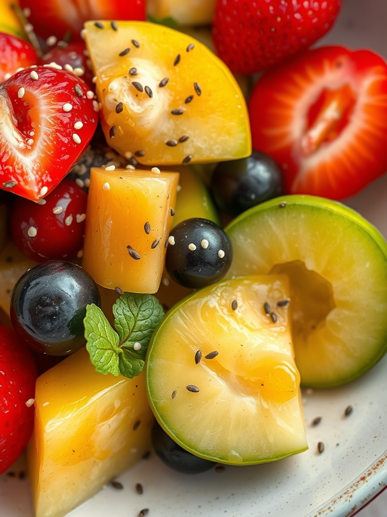 Fresh Fruit Salad with Honey-Lime Poppy Seed Dressing