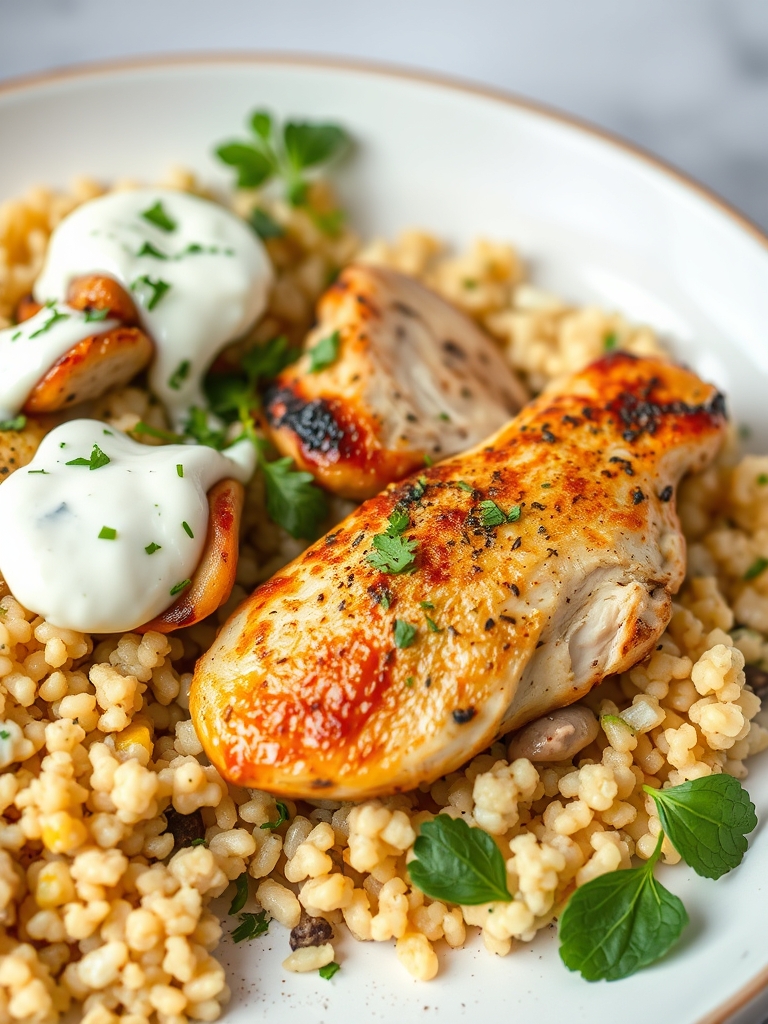 Herbed Chicken and Couscous Bowls with Creamy Tzatziki Recipe