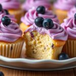 Lemon Cupcakes with Blueberry Buttercream