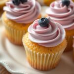 Lemon Cupcakes with Blueberry Buttercream