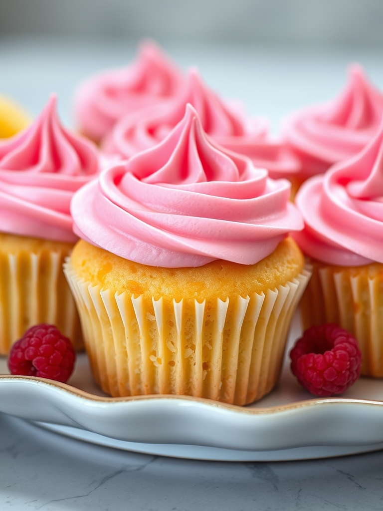 Lemon Cupcakes with Raspberry Buttercream Frosting