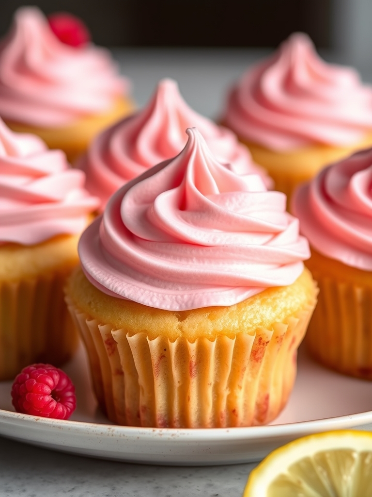 Lemon Cupcakes with Raspberry Buttercream Frosting