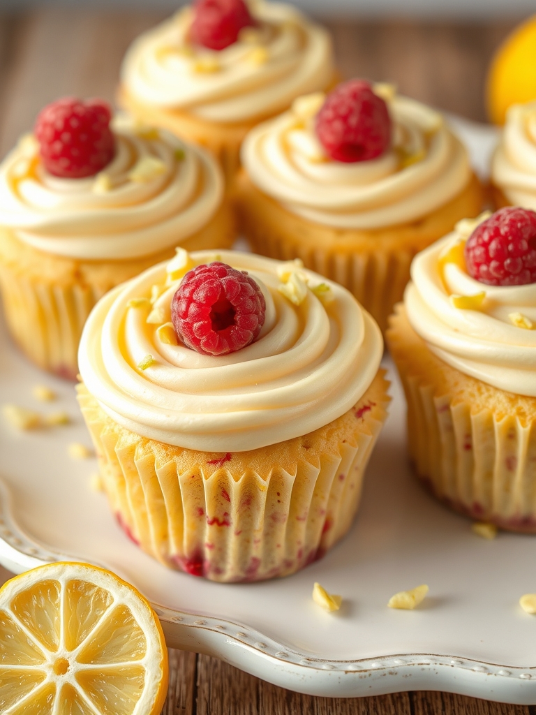 Lemon Raspberry Pistachio Cupcakes