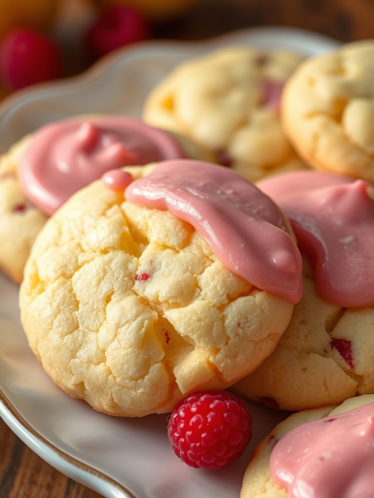 Moist Lemon Cookies with Raspberry Frosting