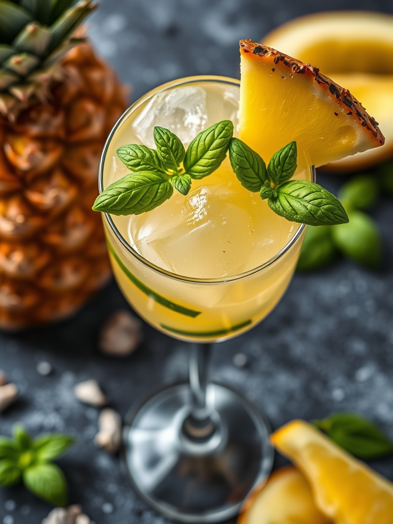 Pineapple and Basil Smash Cocktail Recipe ingredients 1