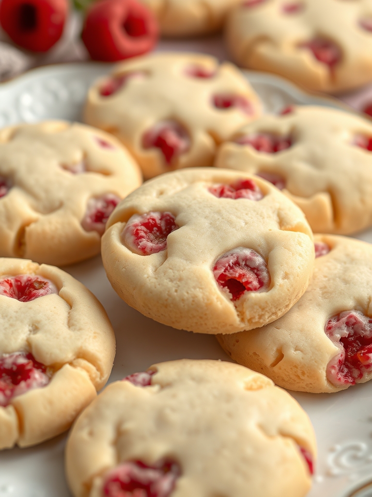 Raspberry Rose Shortbread Cookies