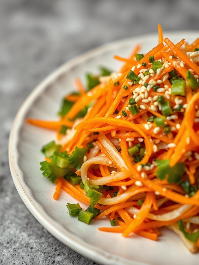 Shaved Rainbow Carrot Sesame Salad