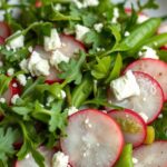 Sugar Snap Pea Salad with Radishes Feta and Arugula
