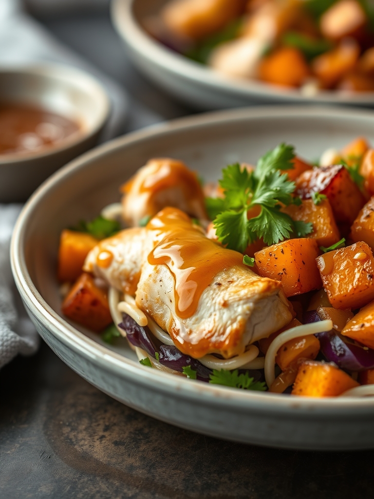 Tasty Maple Dijon Chicken & Sweet Potato Bowls
