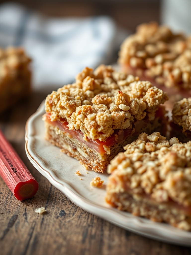 Amish Oatmeal Rhubarb Bars (with crumb topping)
