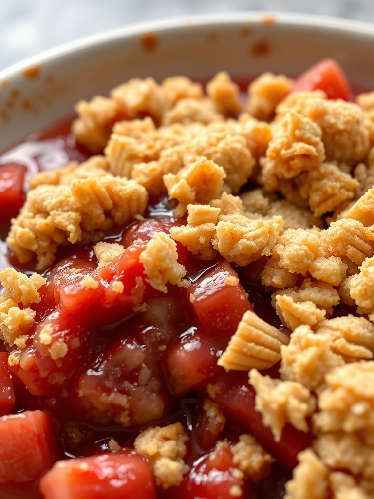 Buttery Rhubarb Crisp with Jammy Tart Filling